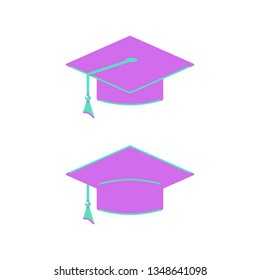 Icon graduation caps in flat style. Vector illustration.
