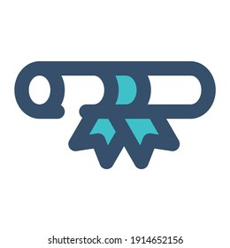 icon graduation certificate using filled line style and blue color