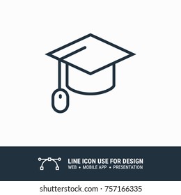 Icon graduation hat mouse graphic design single icon vector illustration