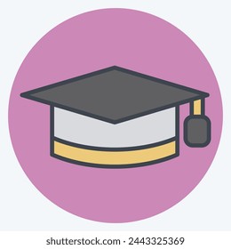 Icon Graduation Hat. related to Learning symbol. color mate style. simple design illustration