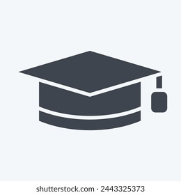 Icon Graduation Hat. related to Learning symbol. glyph style. simple design illustration