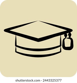 Icono Sombrero de graduación. relacionado con Símbolo de aprendizaje. estilo dibujado a mano. ilustración de diseño simple