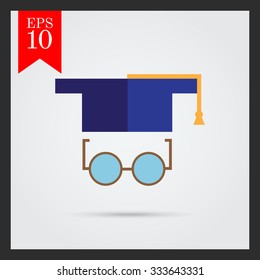 Icon of graduation hat and round glasses