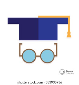 Icon of graduation hat and round glasses