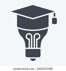 Icon Graduation Idea. related to Learning symbol. glyph style. simple design illustration