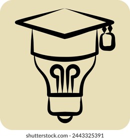 Icon Graduation Idea. related to Learning symbol. hand drawn style. simple design illustration