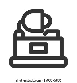 Icon gramophone in line style. vector illustration and editable stroke. Isolated on white background.