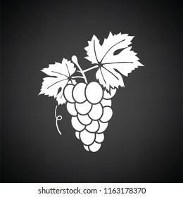 Icon of Grape. Black background with white. Vector illustration.