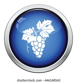Icon of Grape. Glossy button design. Vector illustration.