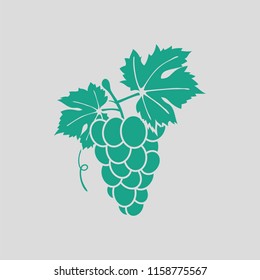 Icon of Grape. Gray background with green. Vector illustration.