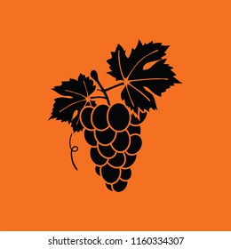 Icon of Grape. Orange background with black. Vector illustration.