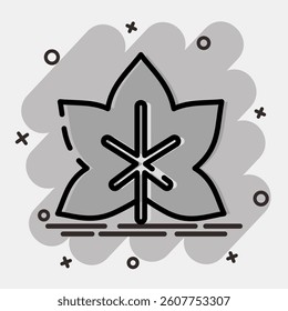 Icon grape. Plant leaves elements. Icon in comic style.