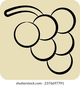 Icon Grape. related to Fruit and Vegetable symbol. hand drawn style. simple design editable. simple illustration
