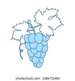 Icon Of Grape In Ui Colors. Thin Line With Blue Fill Design. Vector Illustration.