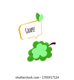 Icon of grape witn tag of name. Isolated vector illistration on isolated background