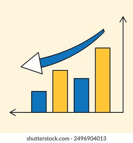icon graph of decrease in business