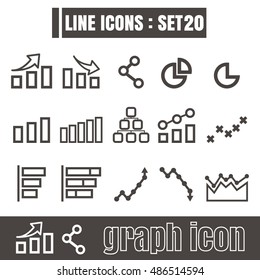 icon graph line black Modern Style vector on white background