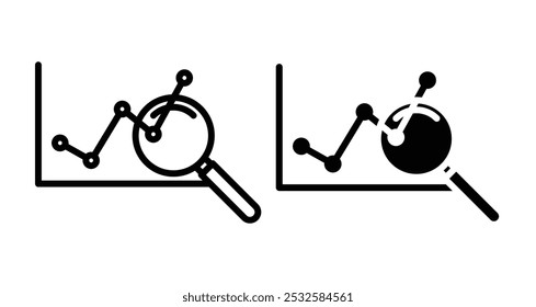 Ícone de um gráfico com uma lupa, simbolizando análise, ciência de dados ou previsão.