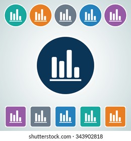 Icon of Graph in Multi Color Circle & Square Shape. Eps-10.