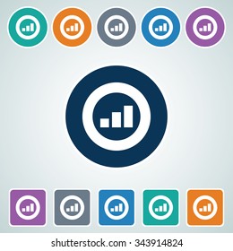 Icon of Graph in Multi Color Circle & Square Shape. Eps-10.