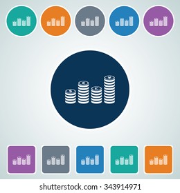 Icon of Graph in Multi Color Circle & Square Shape. Eps-10.