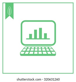 Icon of graph on computer monitor