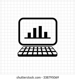 Icon of graph on computer monitor