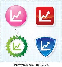 Icon of graph on four different buttons. eps-10.