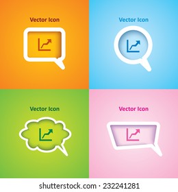 icon of Graph on four kinds of speech bubble with four different color beautiful background. Eps-10.