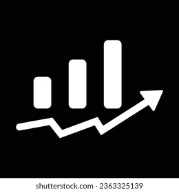 Icon of Graph Vector. Icon of a bar chart for your project. Icon of a finance bar graph bar chart, growing graph Flat icon isolated on a black background, vector illustration