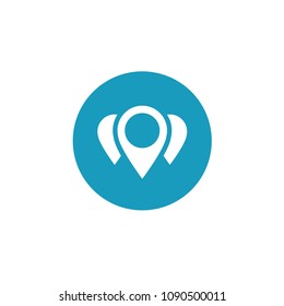 Icon graphic button, Location pin. Black and white pictogram for web design. Vector flat illustrations, logo