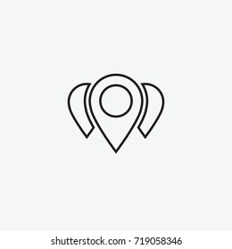 Icon graphic button, Location pin. Black and white pictogram for web design. Vector flat illustrations, logo