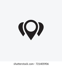 Icon graphic button, Location pin. Black and white pictogram for web design. Vector flat illustrations, logo
