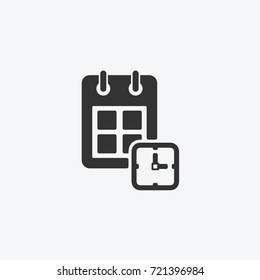 Icon graphic calendar, notepad. Black and white pictogram for web design. Vector flat illustrations, logo
