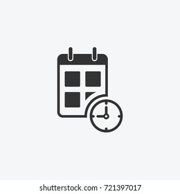 Icon graphic calendar, notepad. Black and white pictogram for web design. Vector flat illustrations, logo
