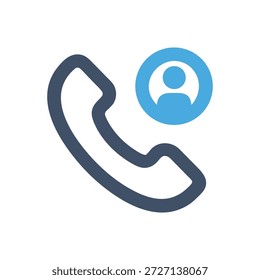 Icono gráfico con un teléfono con círculo de avatar del usuario, en estilo plano y diseño moderno.