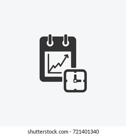 Icon graphic growth chart, notepad. Black and white pictogram for web design. Vector flat illustrations, logo