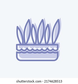 Icon Grass Pot. geeignet für Gartensymbol. zwei Töne. einfaches Design bearbeitbar. Designvorlage, Vektor. einfache Symbolillustration