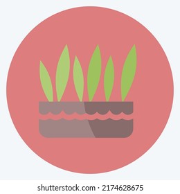Icon Grass Pot. suitable for garden symbol. flat style. simple design editable. design template vector. simple symbol illustration