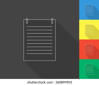  icon - gray and colored (blue, yellow, red, green) vector illustration with long shadow
