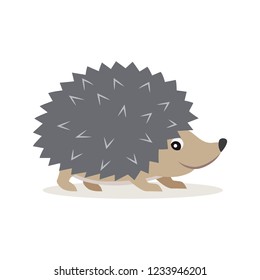 Icon of gray hedgehog isolated, forest, woodland animal, vector illustration for children book or decoration