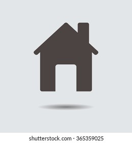 Icon gray house with shadow. Vector illustration