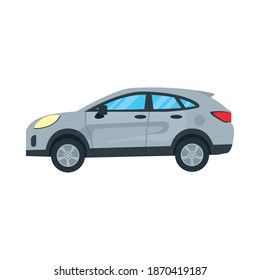 icono del suv car gris sobre fondo blanco, diseño colorido, ilustración vectorial