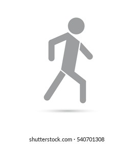 Icon gray walking man on a white background
