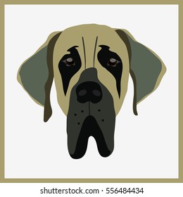 Icon with great dane dog. Vector illustration in flat style.