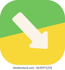 Icon with green arrow indicating download or data export in flat style