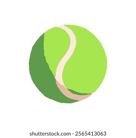 Icon of green ball with stripe. Big tennis equipment with round shape. Racket sport inventory with sphere form. Athletic tool to play court game. Flat isolated vector illustration on white background