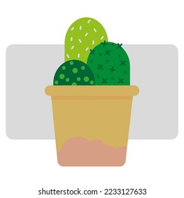 icon with green cactus. Natural background. Outdoor western. Cartoon style. Vector illustration. stock image. 