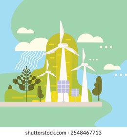 icon for green campaign, infographic, nature, eco-friendly energy, electric vehicle, power plant, trees, greening, forest, water, weather, environment, recycling, vector art illustration design