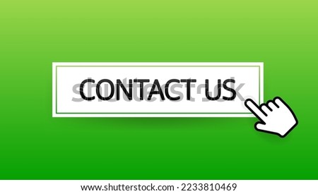 Icon with green contact us button on white background for web marketing design. Flat deign. Social media element. Vector illustration